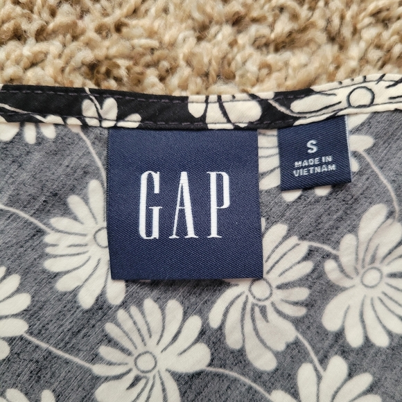 Gap Slip Dress Midi Floral Black White 90s Sleeveless Slit Size Small - Picture 5 of 8